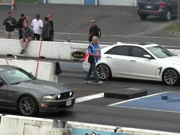 New 2016 Cadillac CTS-V vs Mustang GT 1/4 mile drag race