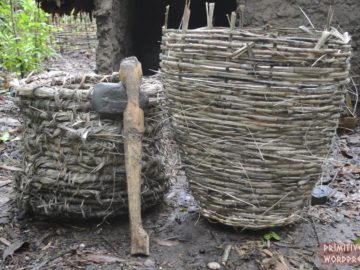 Primitive Technology: Baskets and stone hatchet